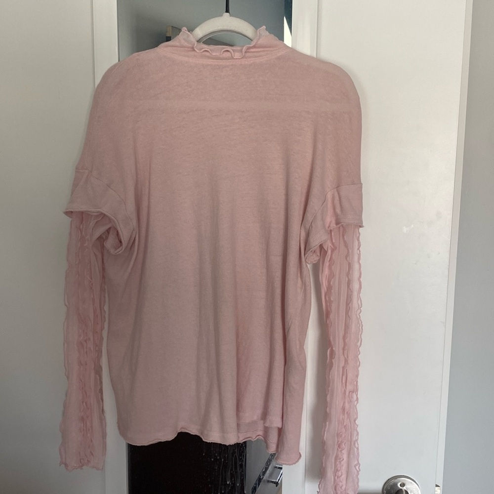 Free People Mesh Lettuce Long Sleeve Tee